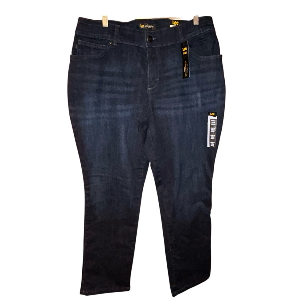 Lee Plus Womens Relaxed Fit Straight‎ Leg Jeans 16W Petite NWT Niagara Mid Rise